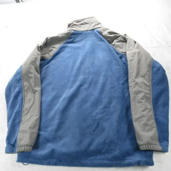 Columbia Jacket Mens Large Blue Colorblock Zip Pockets Soft Full Zip Fleece Hike - Picture 2 of 13